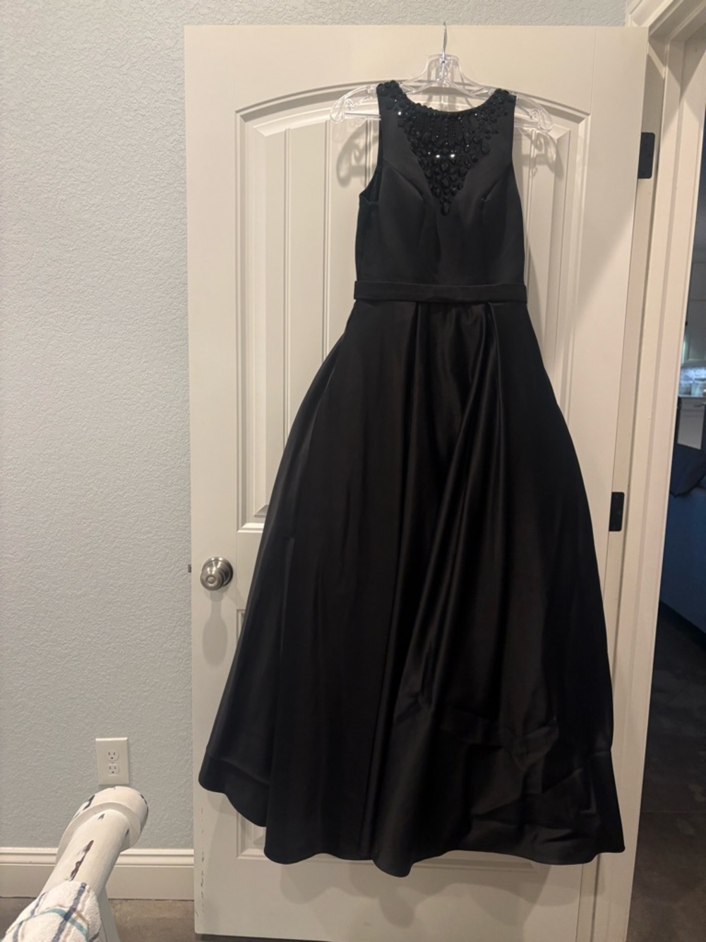 madison james Black Beaded Bodice Formal Dress
